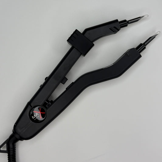 Professional microfusion hair extension pliers with pressure adjuster button